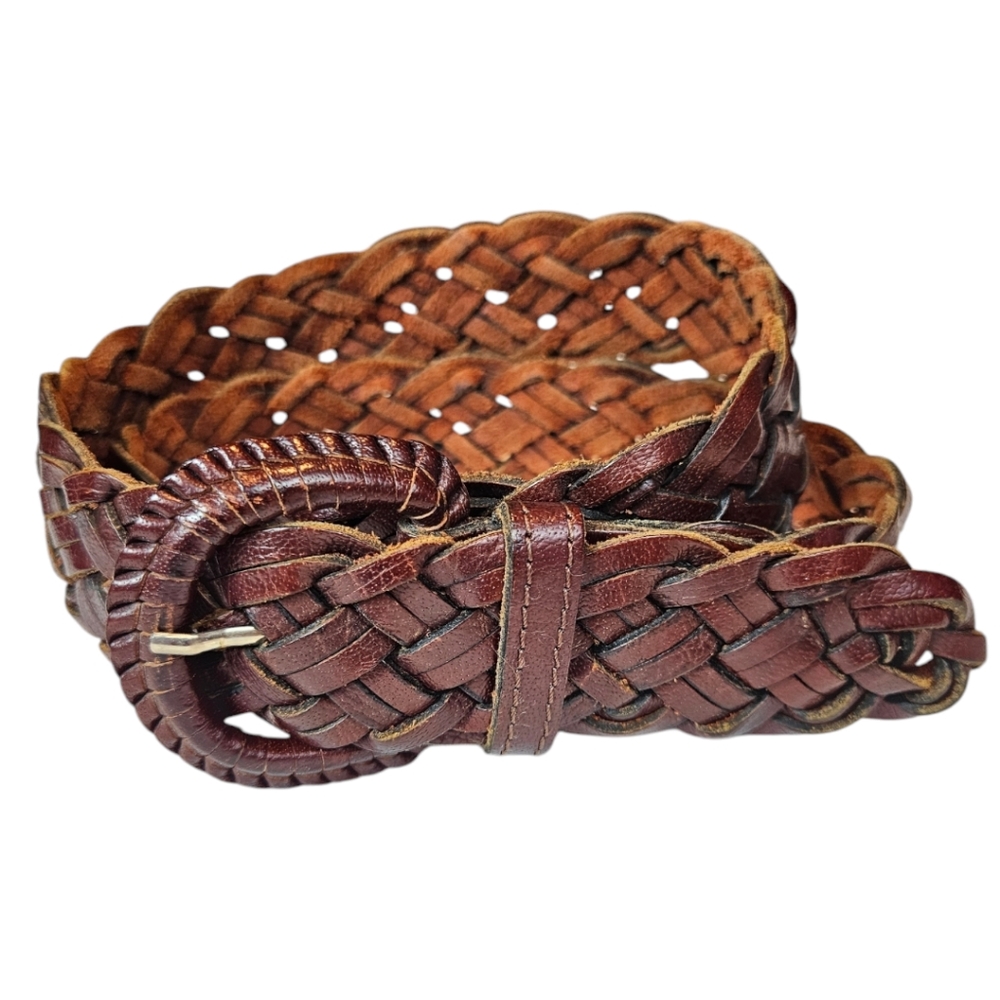 Woven Leather Brown Women's Belt
